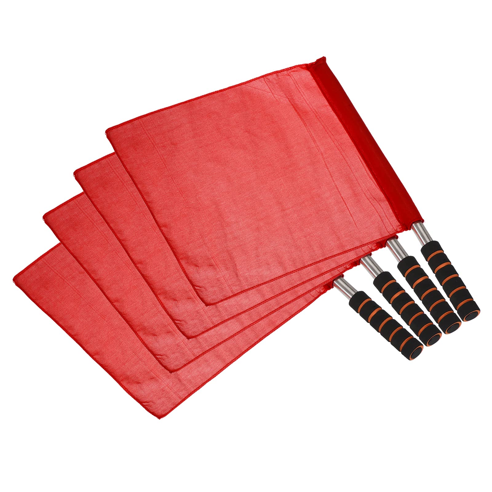 PATIKIL Referee Flag, 4 Pack Stainless Steel Pole Sponge Handle for Football Soccer Track and Field Sports Linesman Command Hand Signal, Red