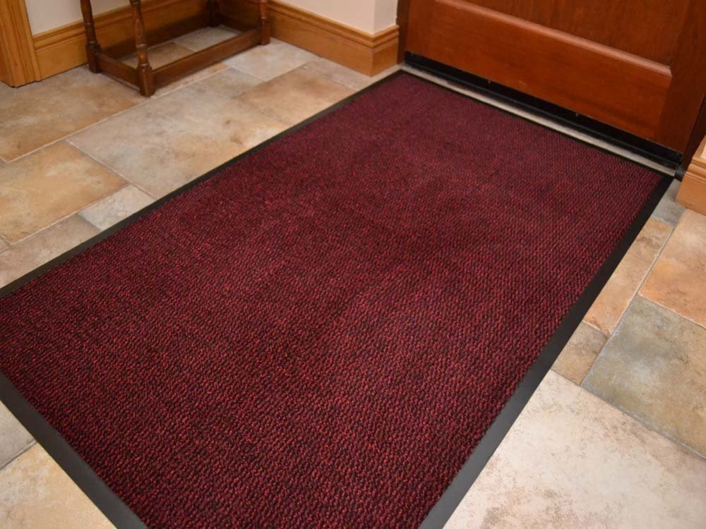 think-louder Anti Slip Rubber Outdoor Floor Mat, Entrance barrier Rugs Home Kitchen Office Door runner in and sizes 40x60/60x90/60x180/90x150/120x180 - RED 90X150