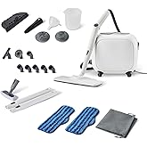 Amazon Basics Multipurpose Steam Cleaner for Home with 22 Accessories, Chemical-Free Cleaning, 51oz tank, 1500W, White