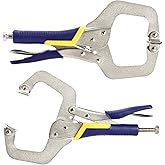 Hiceeden 2 Pack 11" Metal Face Clamps with Swivel Pad, Adjustable C Clamp with Rubber Handle, Welding Clamps Vise for Woodwor