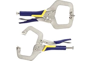 Hiceeden 2 Pack 11" Metal Face Clamps with Swivel Pad, Adjustable C Clamp with Rubber Handle, Welding Clamps Vise for Woodwor