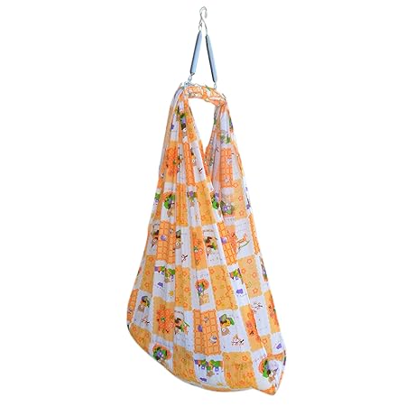 Younique Baby Cradle / Baby Bedding Sets / Baby Jhula Swing with Mosquito Net and Spring Set (Orange&White)