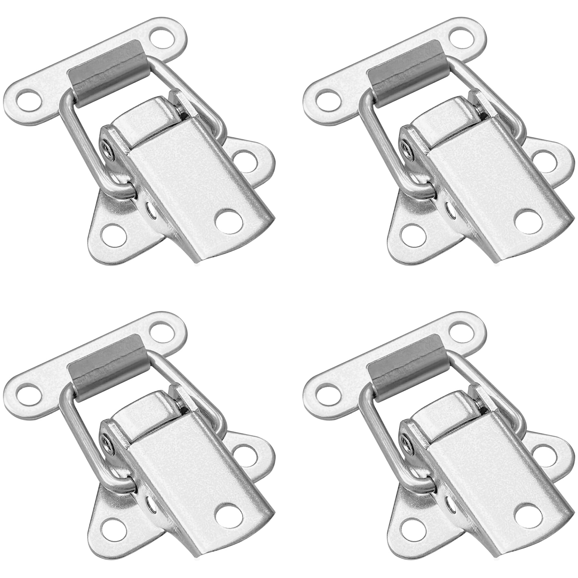 4 PCS 304 Stainless Steel Tension Clasp Spring Loaded Latch for Boxes, Drawers, Suitcases (180 Degree)