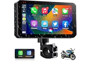 JANSITE 6.25 inch Motorcycle CarPlay GPS Navigation System w Apple Carplay and Android Auto Portable Screen with Bluetooth Navigation Siri Google Assistant Waterproof Moto Carplay Screen