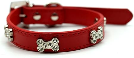 leather diamante dog collar