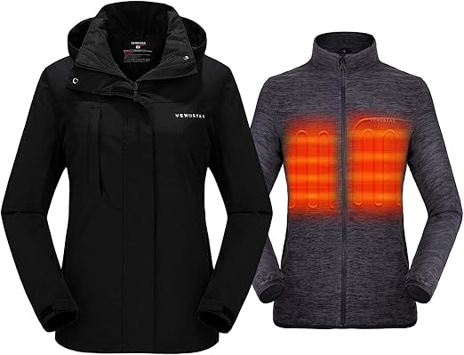 Amazon.com: Venustas Women's 3-in-1 Heated Jacket with Battery Pack 5V