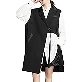 ellazhu Women's Funky Lapel Collar Cardigan Vest Solid Color Assymmetrical Sleeveless Outerwear GZ121 A