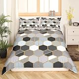 Loussiesd Women Reversible Bedding Duvet Cover Set Honeycomb Geometric Hexagon view 3