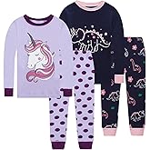 Little bety 4Pieces Girls Pajamas Cotton Long Sleeve Pajamas Toddler Girls Pjs Kids Sleepwear Sets Multipack