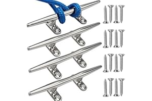 VEITHI 8/10/12/15 inch Dock Cleats - 316 Stainless Steel Boat Cleats Boat Dock Cleats,Open Base Dock Cleat with Fasteners,Marine Cleat Rope Cleat Boat Cleat for Boat/Deck/Nautical Decor(1,2,4,6 Pack)