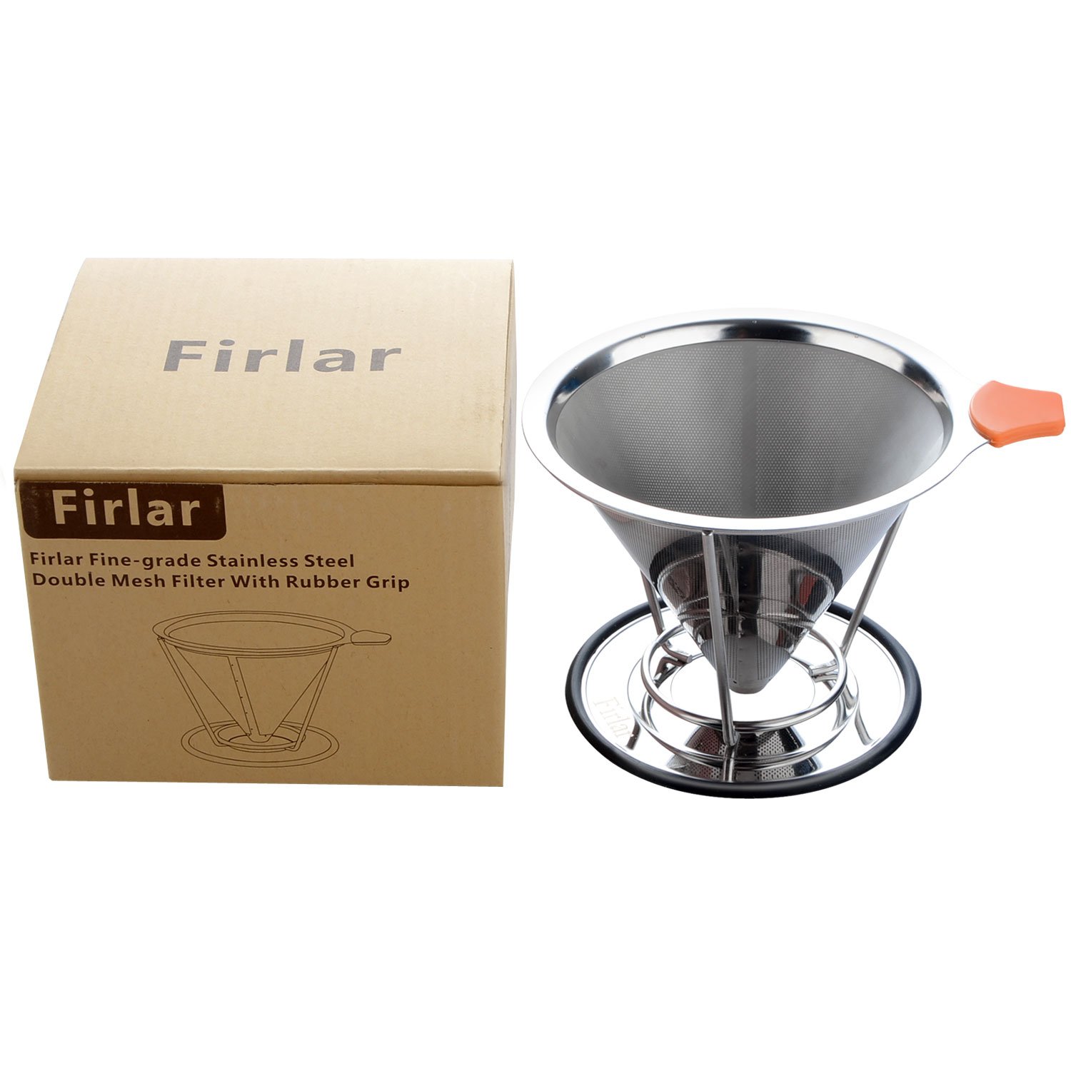 Firlar Pour Over Coffee Filter Paperless & Reusable Permanent Double Layer with Separate Stand for 1-4 cups