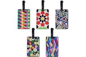 Pack of 5 Suitcase Tags, Suitcase Tags Identifiers for Luggage, Flexible & Bright Silicone Travel Bag Labels, Suitcase Baggag