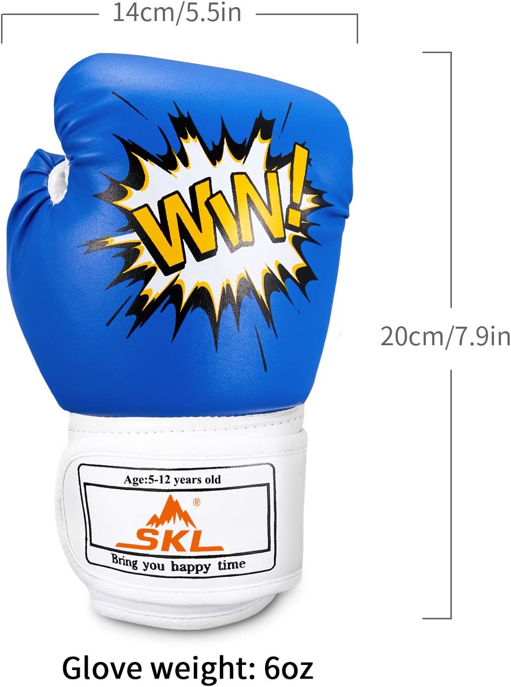 SKL Kids Boxing Gloves 4oz Training Gloves for Children Cartoon Sparring Boxing Gloves Training Mitts Junior Punch PU Leather Age 5-12 Years Blue : Sports & Outdoors