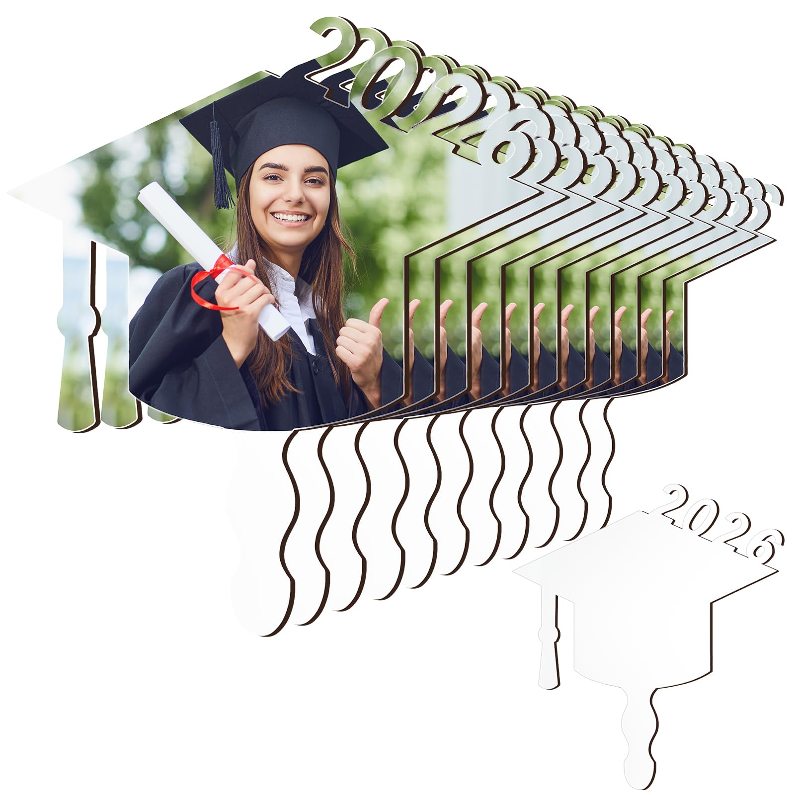 Photo 1 of **FACTORY SEALED**
Anglechic 12 Pcs Sublimation Graduation Fans Blank Class of 2026 Gifts DIY Hand Paddle Fan with Wood Photo Frame for Celebrate Graduation Wedding Party(Grad Cap,7.9 x 5.9 Inches)