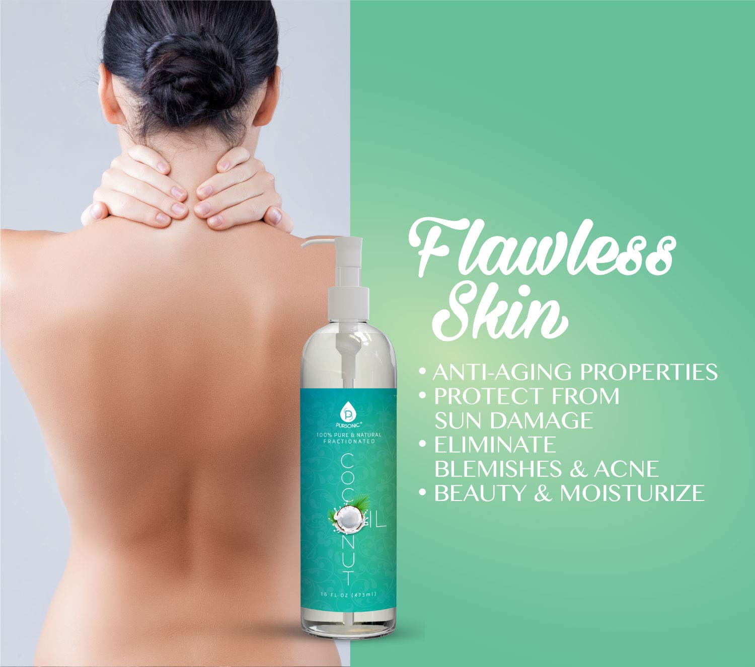 Pursonic 100% Pure Fractionated Coconut Oil, 16oz Oil for Massages, Therapeutic Recipes & Essential Oils : Beauty