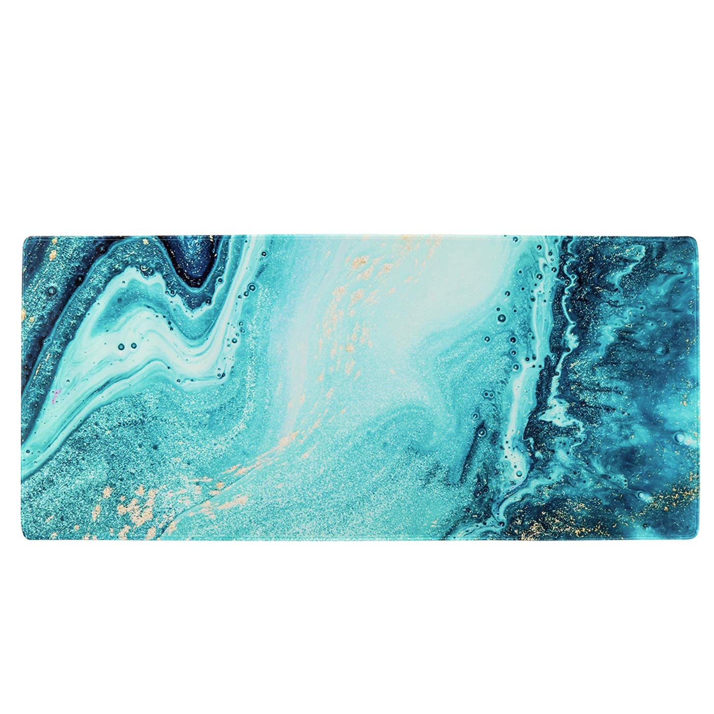 HAOCOODesk Pad, Office Desk Mat 35.4" ×15.7" Large Gaming Mouse Pad Extended Computer Mouse Pad Water-Resistant Thick Writing Pads with Non-Slip Rubber Base for Office Home,Turquoise Marble