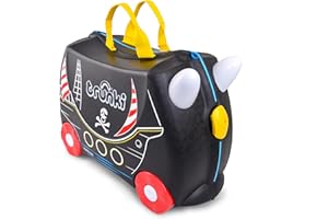 Trunki Ride-On Kids Suitcase | Tow-Along Toddler Luggage | Carry-On Cute Bag with Wheels | Kids Luggage and Airplane Travel Essentials: Pedro Pirate Ship Black
