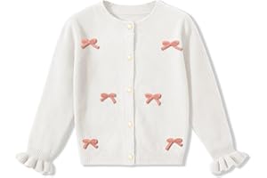 BesserBay Girl Fall 3D Bow Button Down Knit Ruffle Long Sleeve Cardigan Sweater 6-14 Years