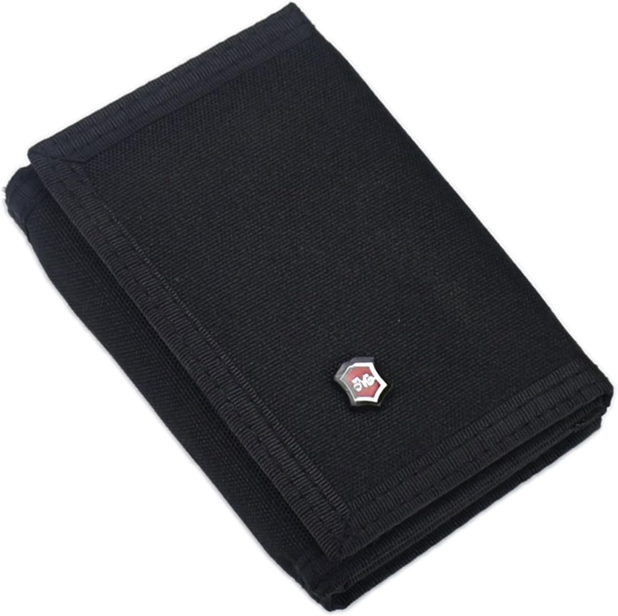 New Mens Black Canvas Trifold Wallets Purse with id window
