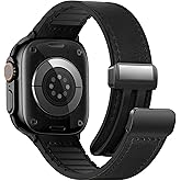 WestEagle Magnetic Leather Bands Compatible with Apple Watch 49mm 46mm 45mm 44mm 42mm(S3/2/1) for Men Women, Genuine Leather with Magnetic Buckle for iWatch Ultra1/2/3 Series SE11/10/9/8/7/6/5/4/3/2/1