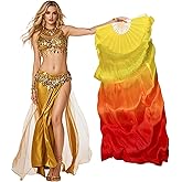 Women Belly Dance Fan for Beginners,180x90cm Faux Silk Fan (Right Hand Only),Flowing Veil Fan for Practice&Performance