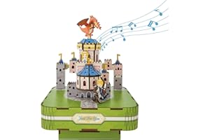 Tonecheer Wooden Music Box Puzzle for Adults, DIY Rotating Music Box Kit 3D Creative Musical Puzzle Crafts Model Building Kits Desk Decor for Birthday Gift (Fairytable Castle)
