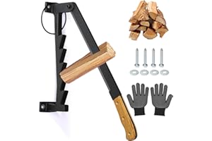 Wall Mounted Wood Splitter, Carbon Steel Kindling Splitter Log Wood Cracker with Wooden Handle, Portable Manual FireWood Kind