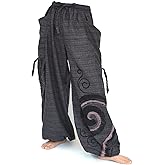 Siamrose Baggy Harem Pants Men Women, Wide Leg Yoga Lounge Trousers, Adjustable Length, 2 Pockets, One Size