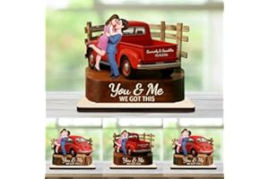 Personalized Couple Portrait Wooden Plaque Custom 2D Flat Valentine Pickup Truck Plaque with Name You and Me We Got This Sign