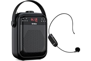 SHIDU Blutooth Voice Amplifier Wireless for Teachers,Wireless Microphone Headset,25W PA System,Support TF Card,USB Flash,TWS,Portable speaker and microphone for Classroom,Speech, Meeting,Yoga,Outdoors