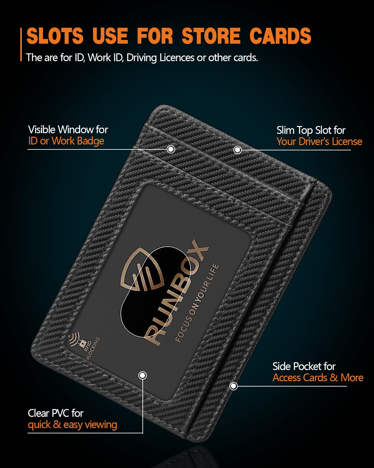 RUNBOX Slim ID Cases Minimalist Front Pocket RFID Blocking Leather Wallets for Men and Women Card Holder Wallets Gifts for men