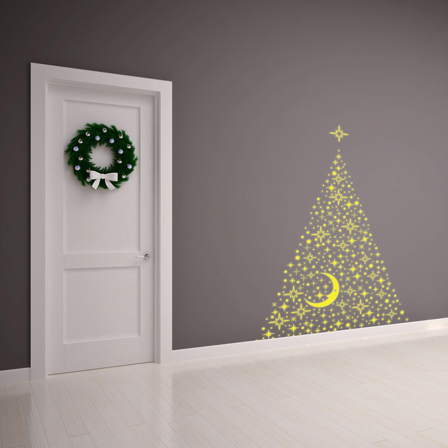 Walplus 120 x 90 cm "Moon & Stars Glow in the Dark Tree" Removable Christmas Wall Stickers Murals Nursery Office Home Decoration - Image 4