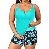 Daci Women's Plus Size Tankini Swimsuit - Two Piece Bathing Suit with Shorts Tummy Control Swimwear with V-Wire 2025