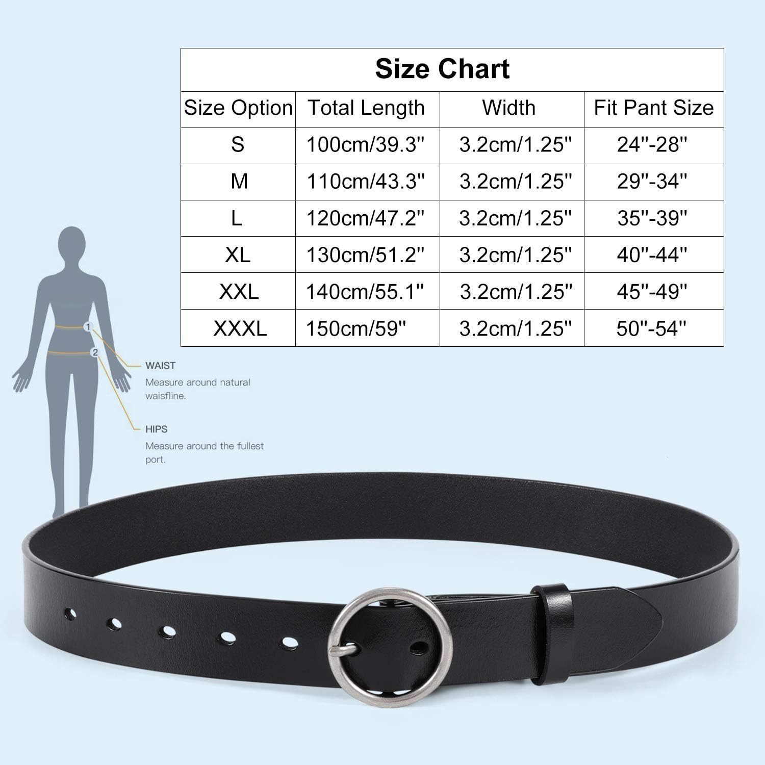 WERFORU Women Casual Dress Belt Fashion Leather Belt with O Ring Buckle for Jeans Pants at  Women’s Clothing store