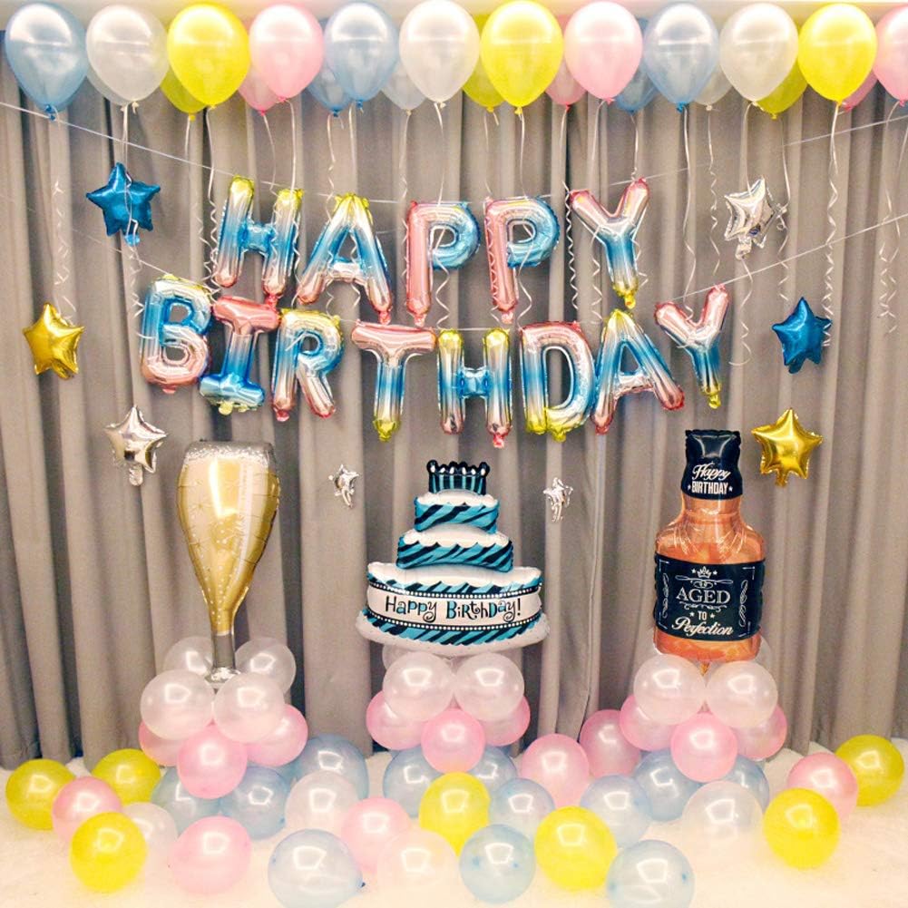 Birthday Decorations,Bikunana Happy Birthday Balloons,Happy Birthday Banner,16inch Party Decorations,Birthday Decorations For Women Men,Just 30min To Finish Birthday Backdrop