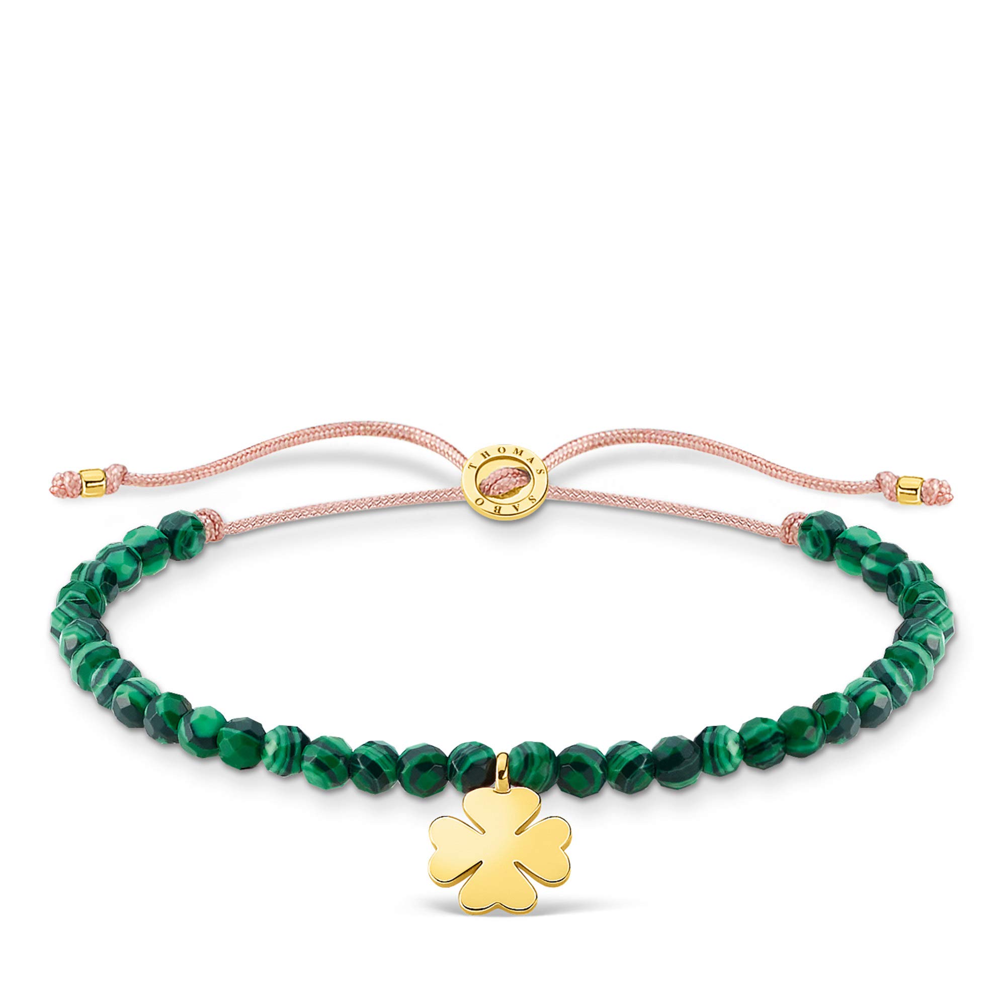 Thomas Sabo bracelet green beads with clover leaf gold plated silver A1983-140-6-L20V — image 1