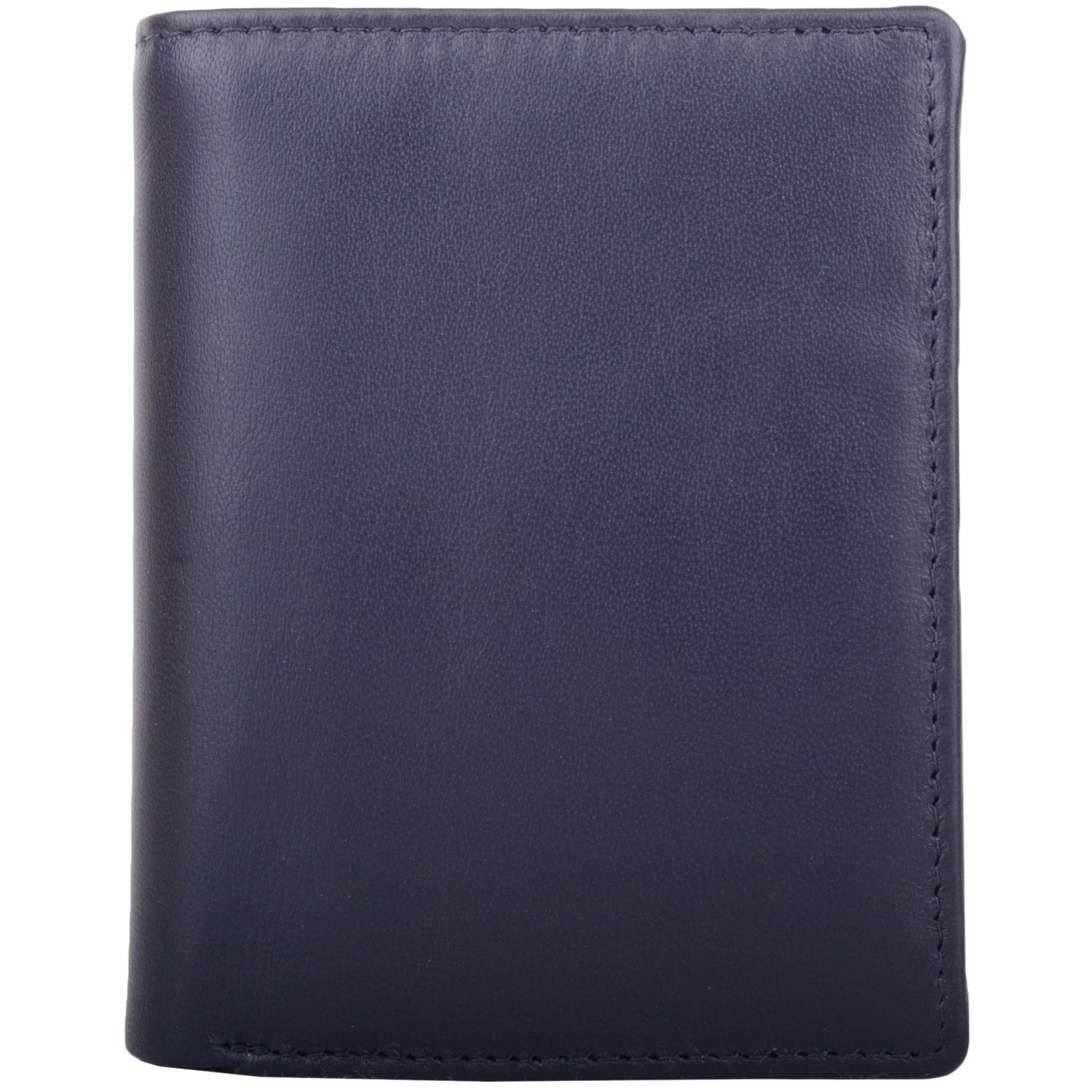 Mens Gents Soft Leather Bi-Fold Slimline RFID Protected Money/Credit Card Wallet - Navy