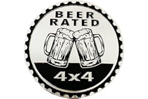 GOWXS Beer Badge Rated Car Emblem, 4 x 4 Metal Automotive Badge 3D Metal Car Badges Emblems Round Emblem Decals Car Badge Decals Stickers Compatible with Jeep Wrangler Vehicles Trucks SUV