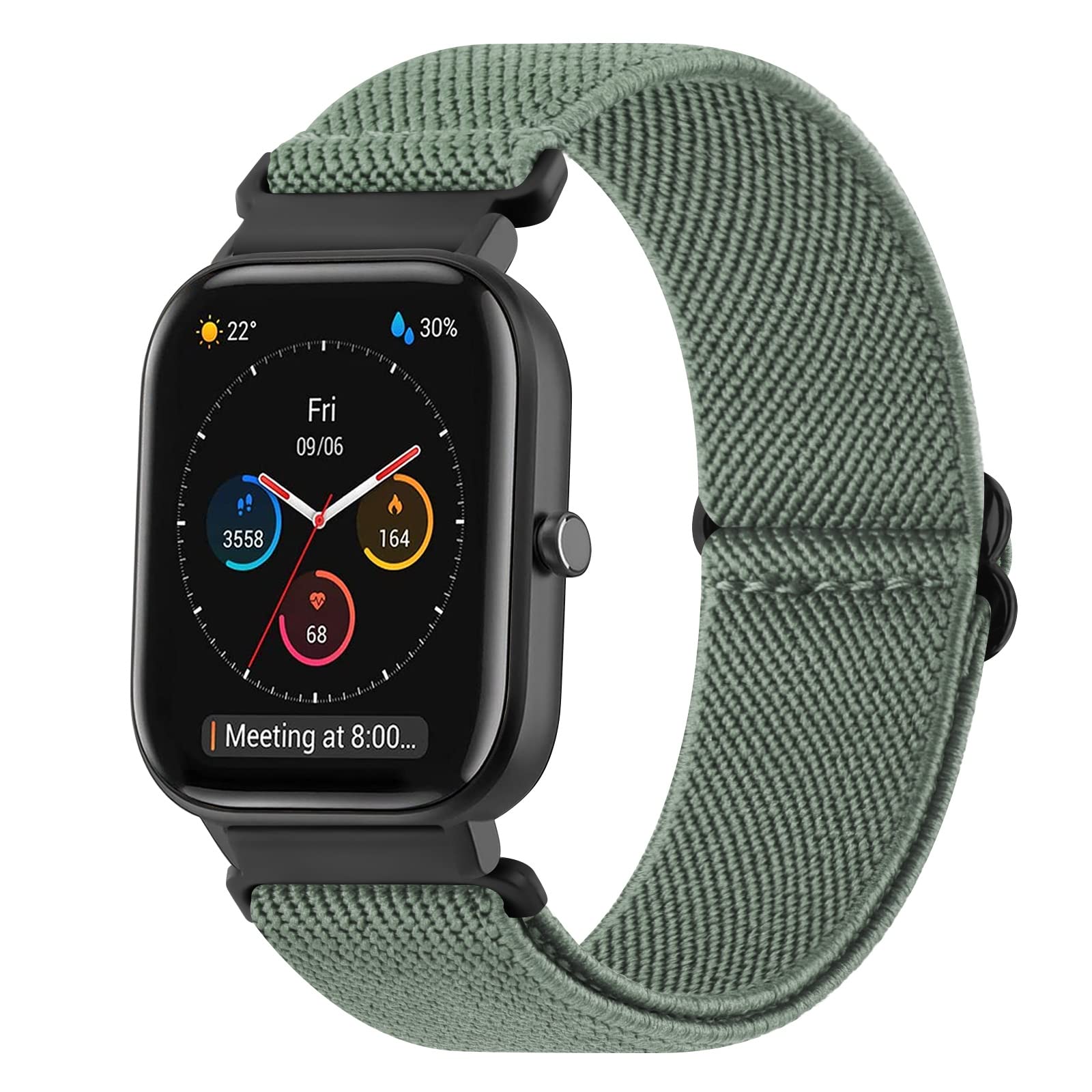 Oumida Amazfit GTS 4 Mini Strap/Amazfit GTS 2 Mini Strap/GTS 2/GTS 2e/GTS 3/GTS 4, 20mm Elastic Nylon Loop Stretchable Replacement Band for Amazfit Bip 3/Bip 3/Bip S/Bip U Pro/GTR 42mm (Oliver green)