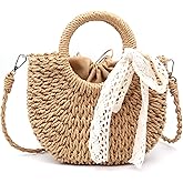 Crbeqabe Straw Clutch Top Handle Handbags Rattan Straw Bag Summer Beach Tote Shoulder Bag Crossbody Travel Beach Tote