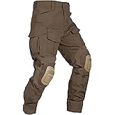 OCANXUE Men’s Tactical Pants with Knee Pads Camo Cargo Pants Waterproof Hiking Pants 10 Pockets No Belt
