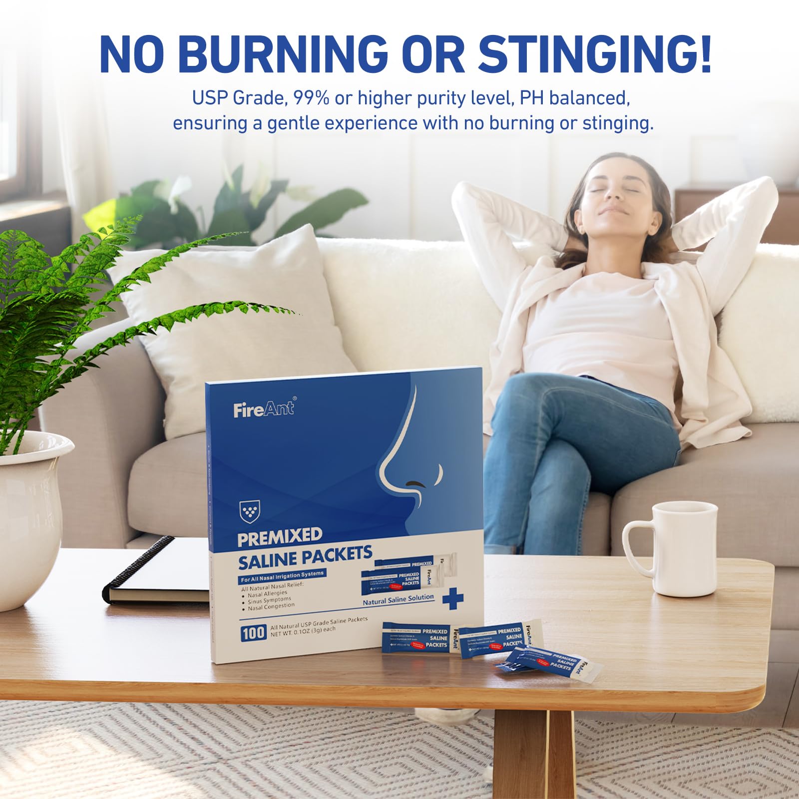 FireAnt 12 Pack Silicone Saline Pods Refills and 100 Count Salt Packets Set, Compatible with Navage Nasal Care. Includes 100 Saline Packets Sinus Rinse + 12 Reusable Salt Pads in Black & White & Blue
