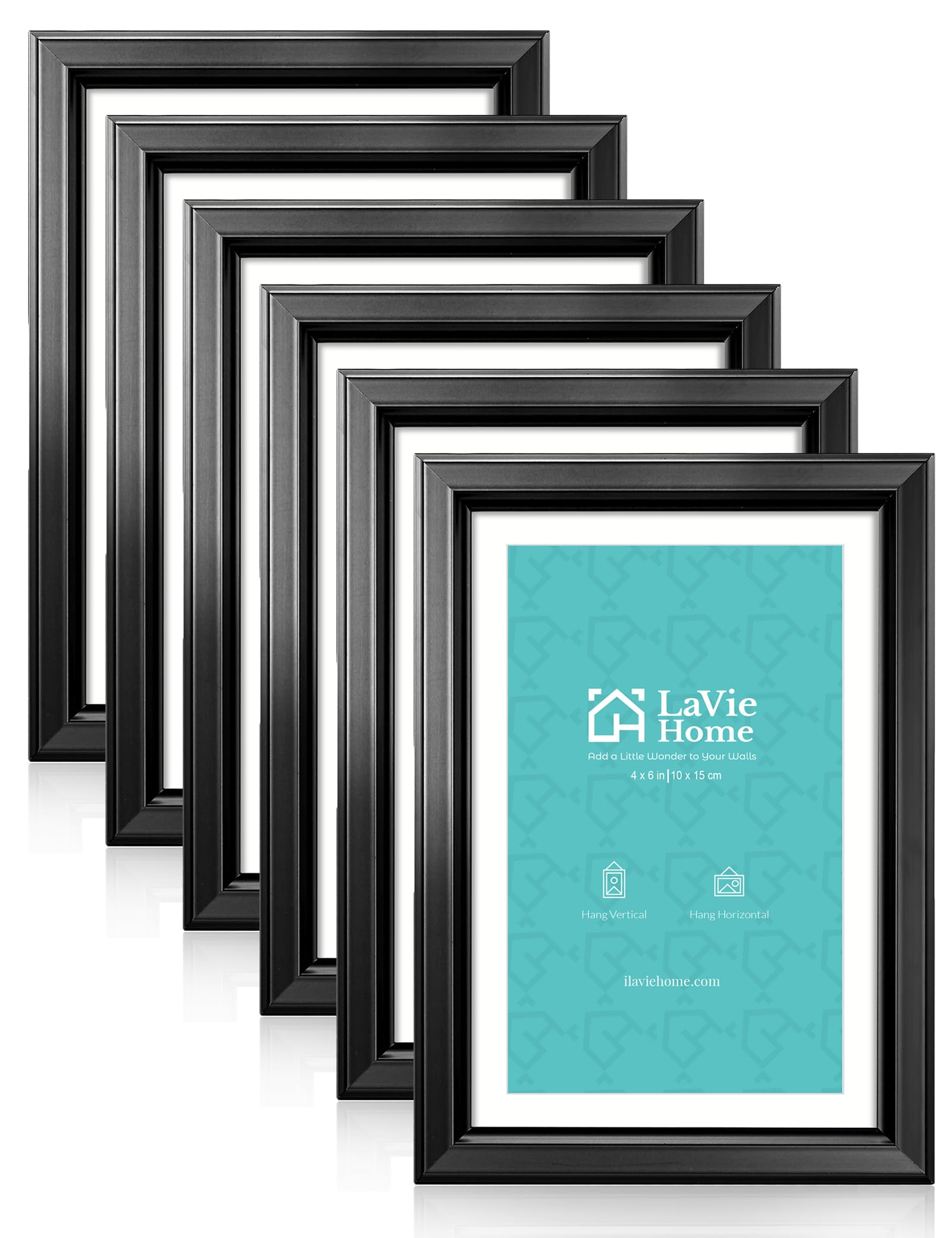 Photo 1 of LaVie Home 4x6 Picture Frame Set of ***2****, Display Pictures 4x6 Without Mat, 4 x 6 Frame with HD Plexiglass for Wall or Tabletop, Classic Collection, Black