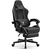 Dowinx Gaming Chair, Office Chair Fabric with Pocket Spring Cushion, Massage Game Chair Cloth with Headrest, Ergonomic Comput