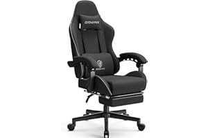 Dowinx Gaming Chair, Office Chair Fabric with Pocket Spring Cushion, Massage Game Chair Cloth with Headrest, Ergonomic Comput