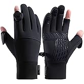LJCUTE Winter Fingerless Gloves for Cycling Fishing, Windproof Cold Weather Touchscreen Men’s & Women’s Motorcycle Gloves for Driving Hunting Skiing Running