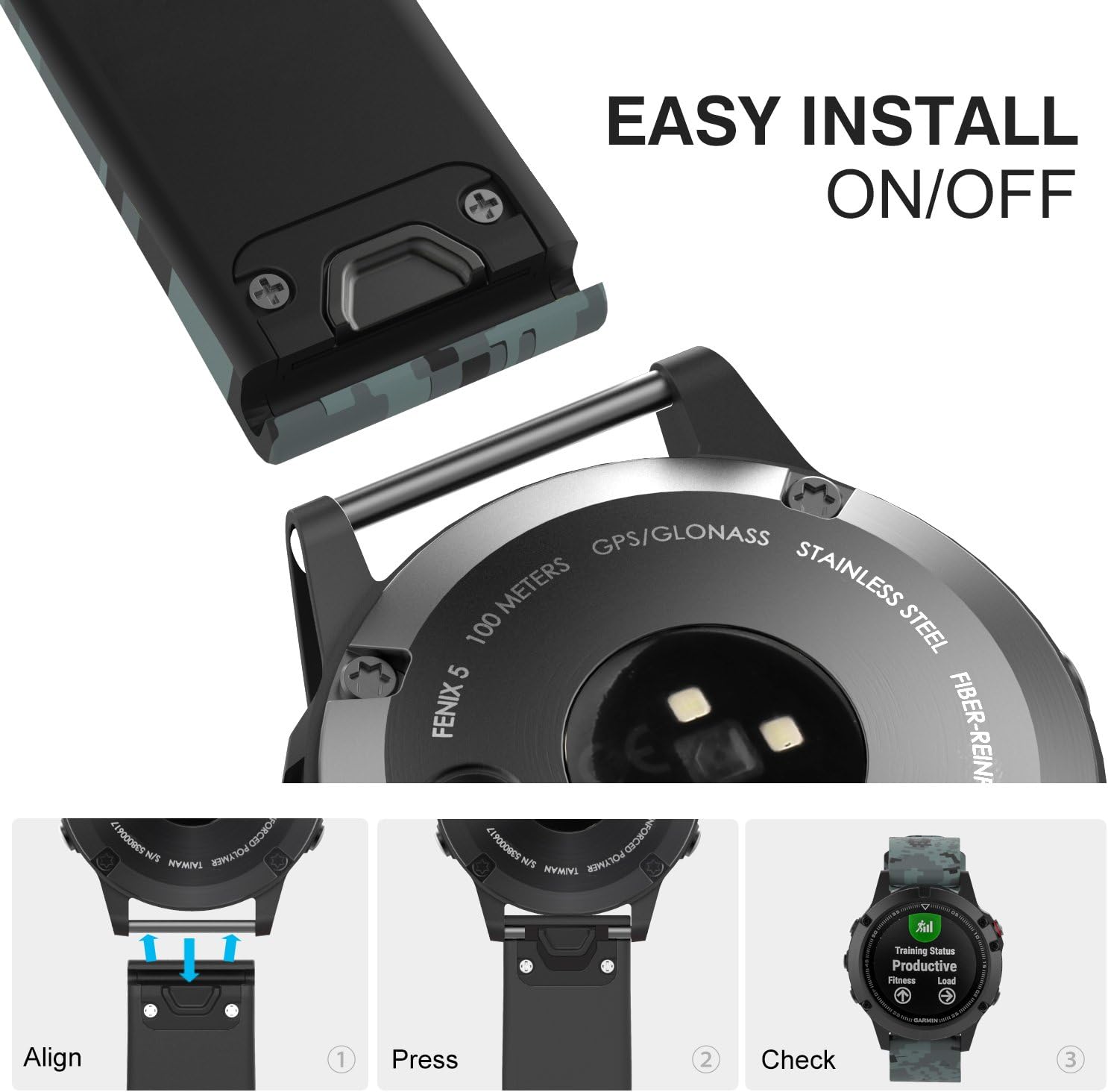 MoKo Strap Compatible with Garmin Fenix 7/7 Pro/6/6 Pro/5/5 Plus/Forerunner 965/955/945/Instinct Solar/Instinct 2 - Image 5