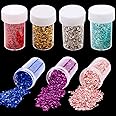 FineInno Crushed Glass,7 Colors Crushed Glass for Resin Art,Chunky Glitter for Crafts,Broken Glass Pieces,Crystal Chips