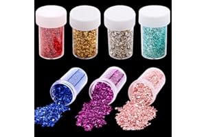 FineInno Crushed Glass for Resin Art, Irregular Metallic Broken Glitter for Crafts, Chunky Metallic Chips Stone for Epoxy Res