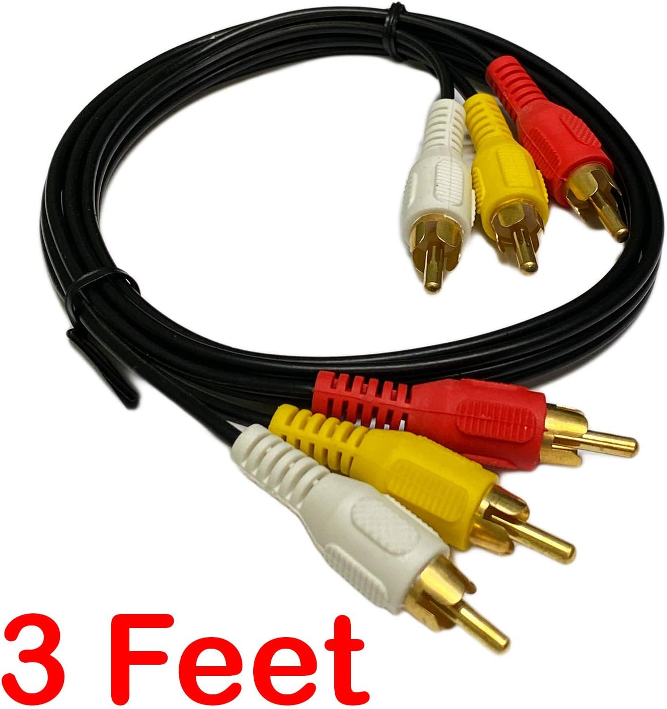 3FT RCA M/Mx3 Audio/Video Cable Gold Plated - Audio Video RCA Stereo Cable 3ft: Electronics